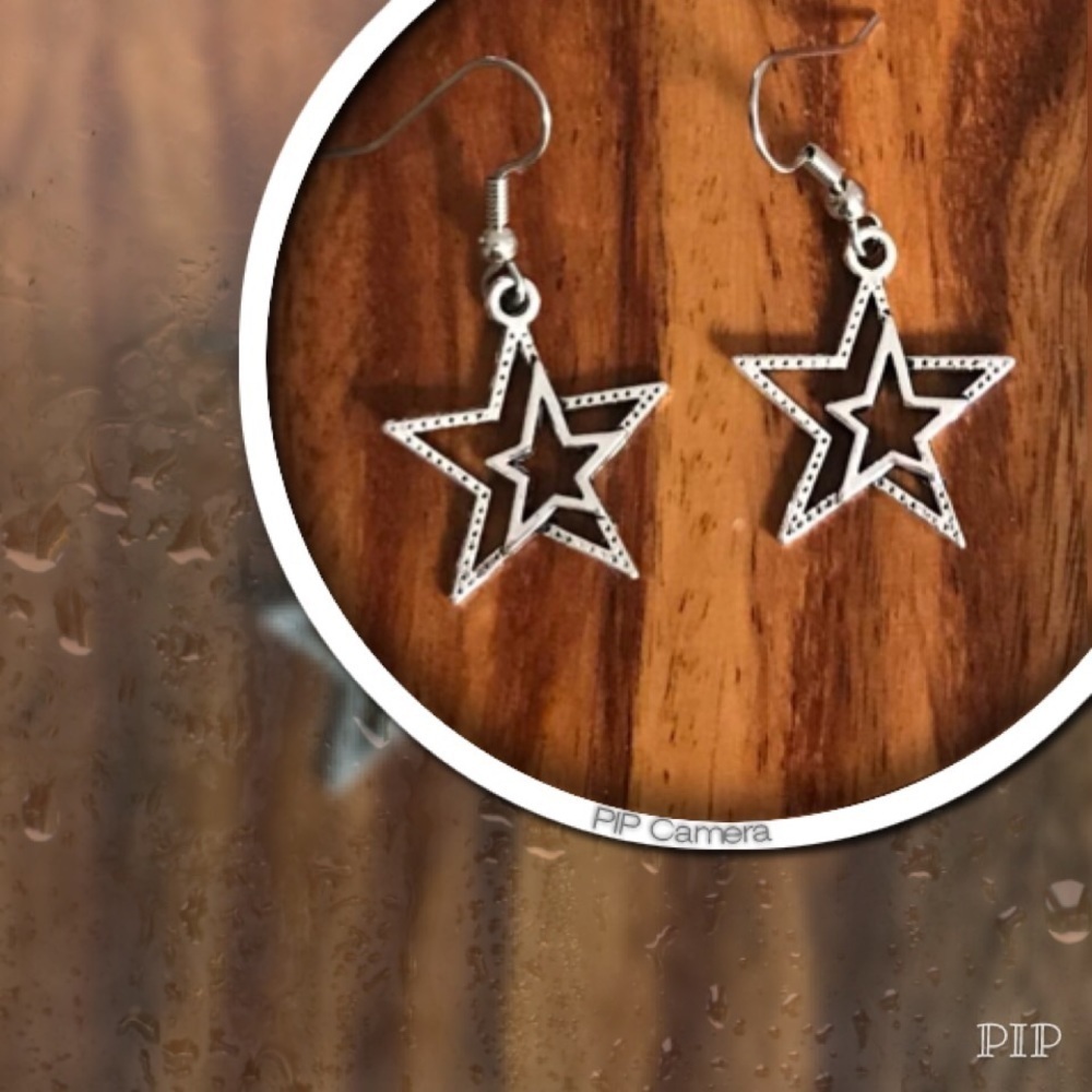 Pewter Double Star Earrings